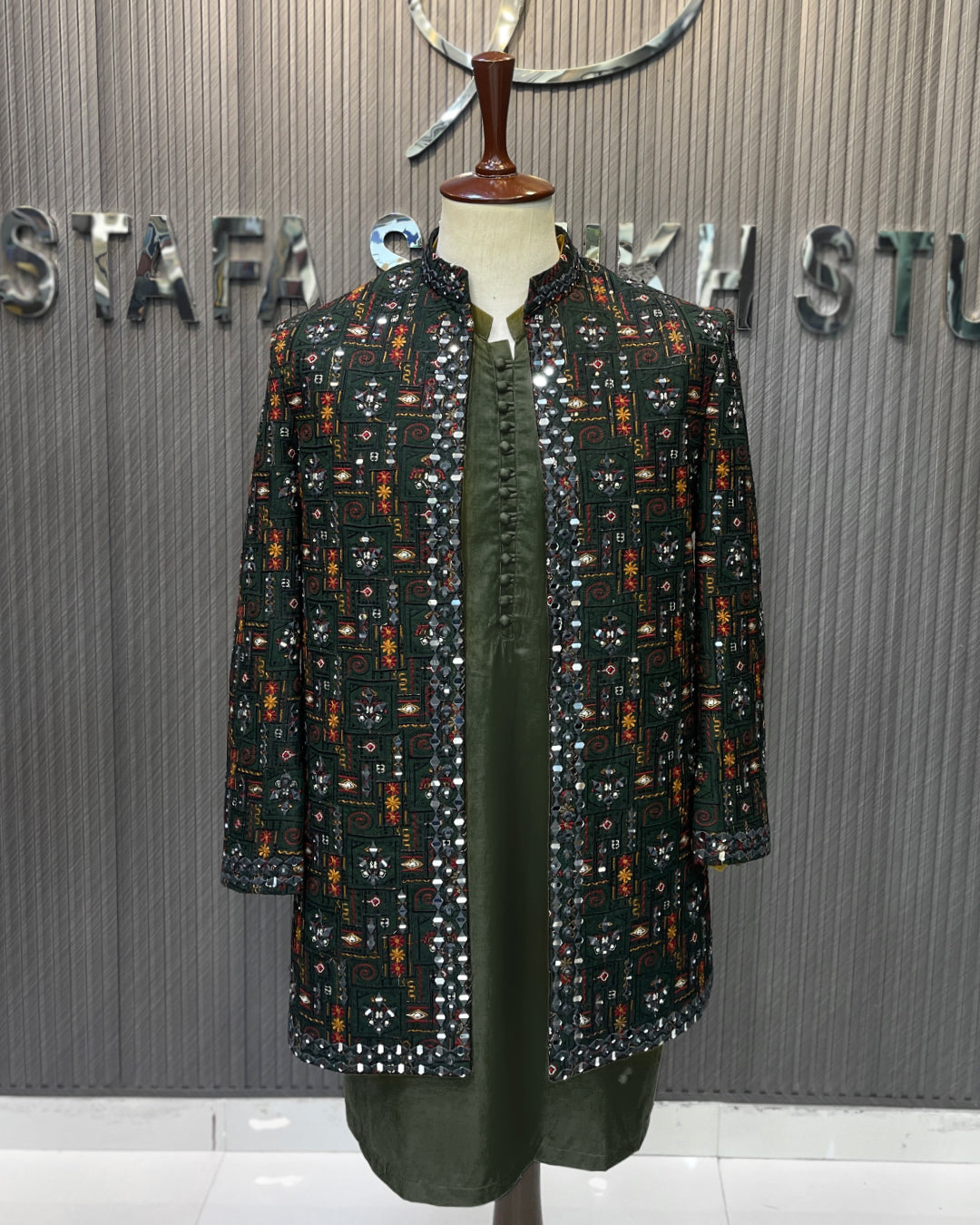 Fancy Handwork Green Prince Coat