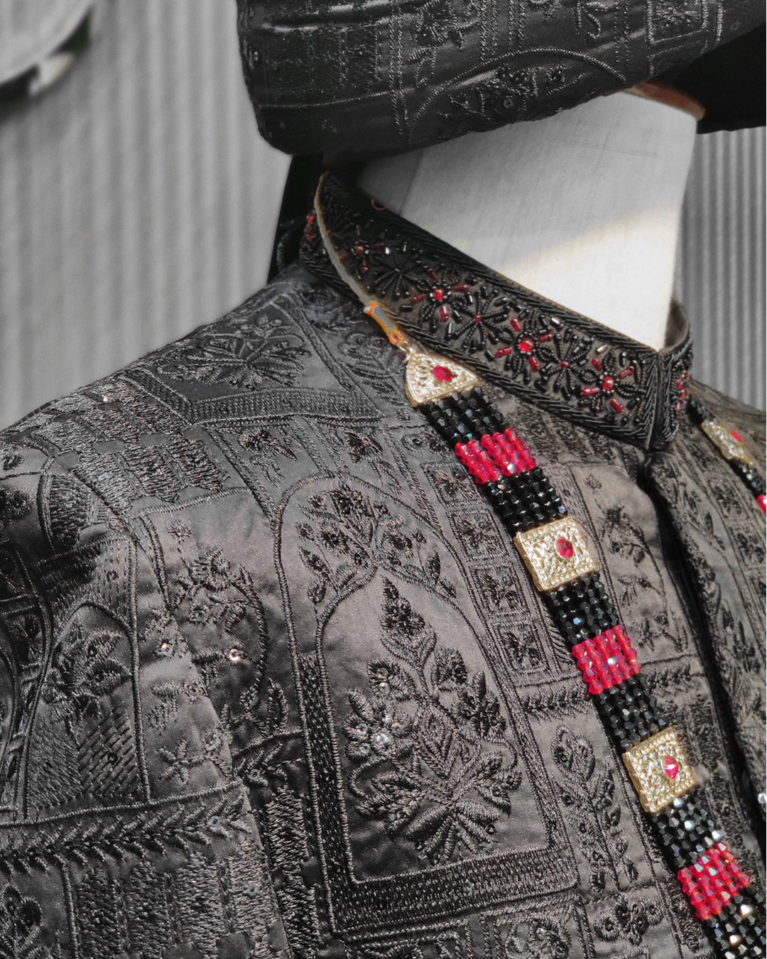 Black Heritage Embroidered Sherwani – Signature Collection
