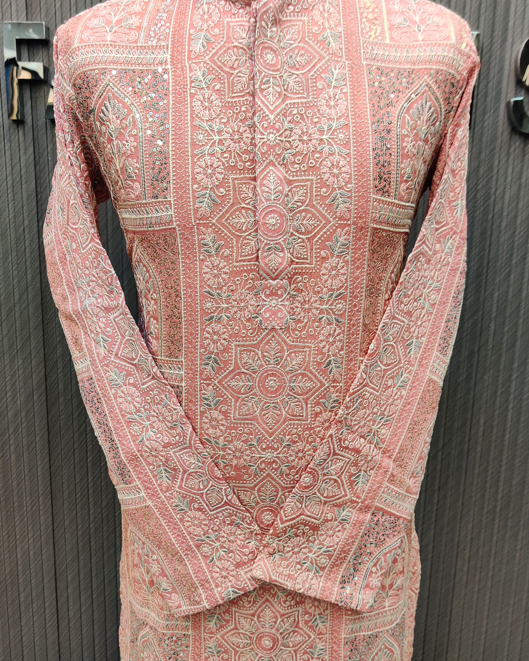 Peach Embroidered Kurta Salwar – Premium Men’s Festive Wear