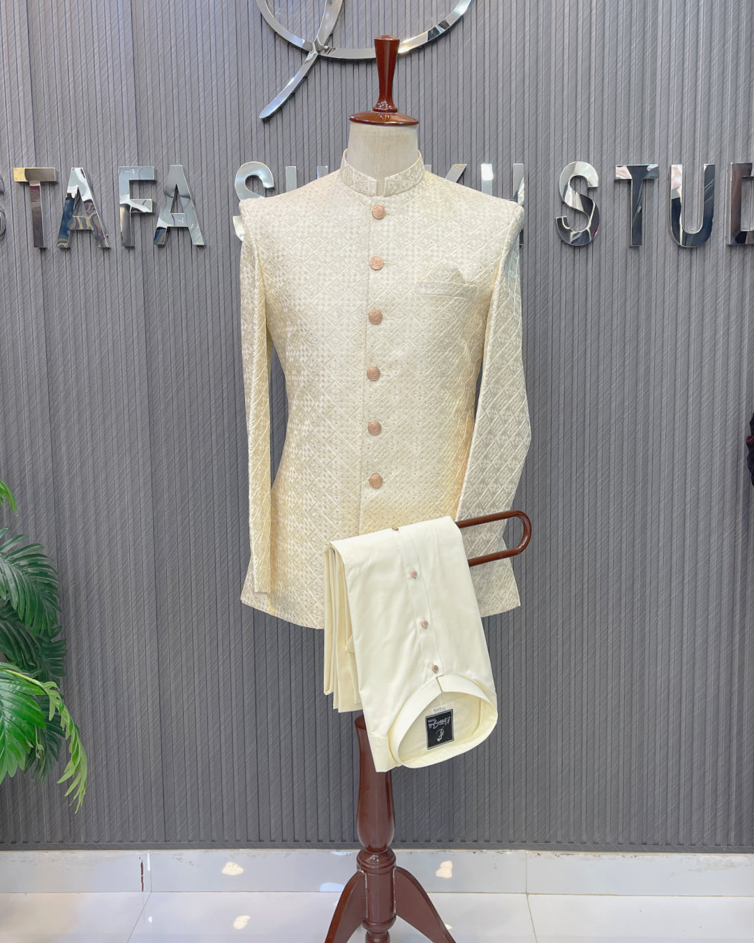 Ivory Textured Prince Coat