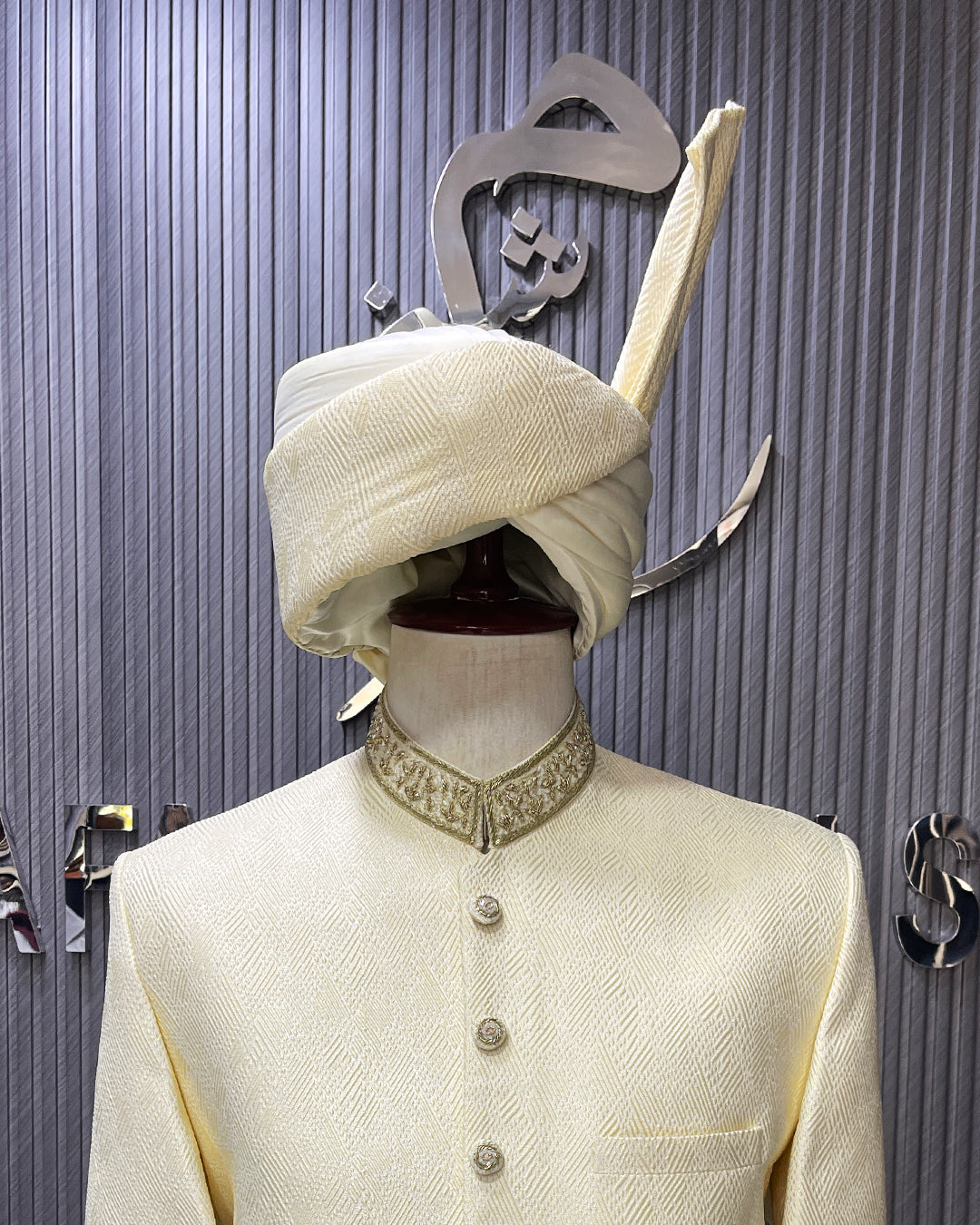 Ivory Royal Textured Sherwani