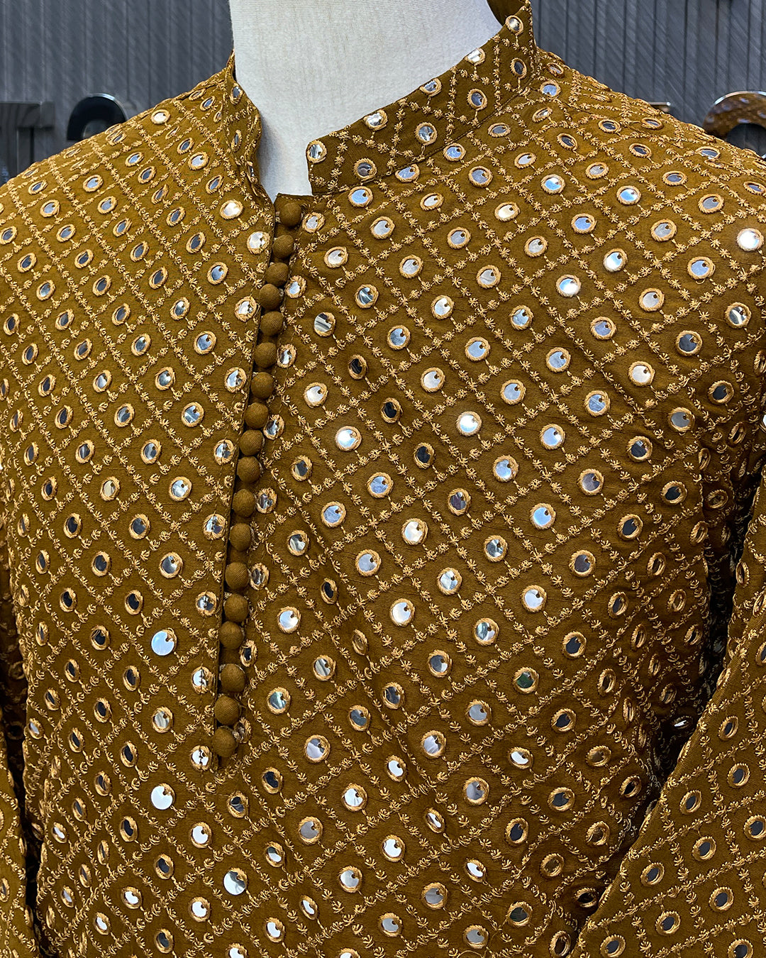 Mustard Gold Embroidered Kurta Pajama – Premium Men’s Festive Wear