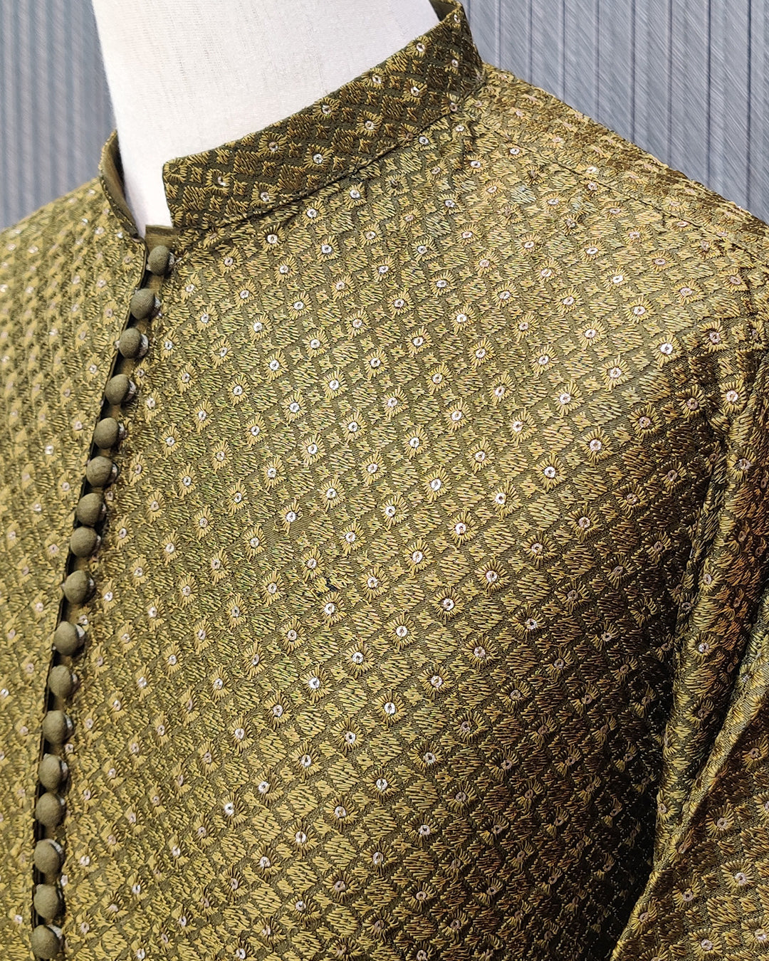 Olive Green Jacquard Kurta Pajama – Premium Men’s Traditional Wear