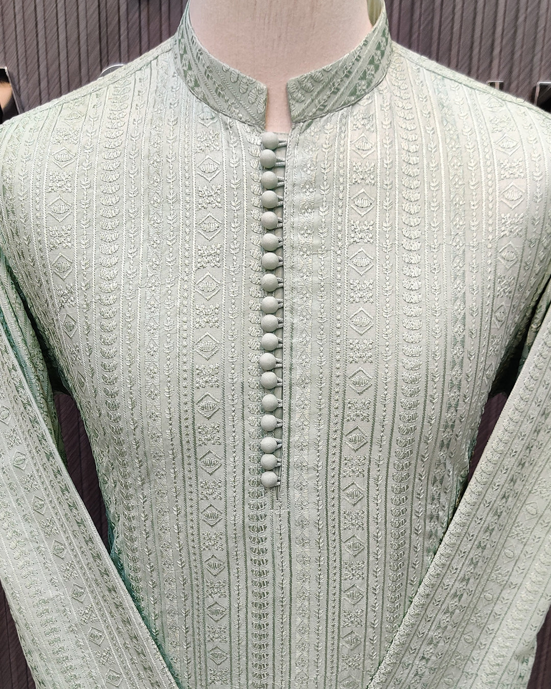Mint Green Textured Kurta Pajama – Premium Men’s Traditional Wear