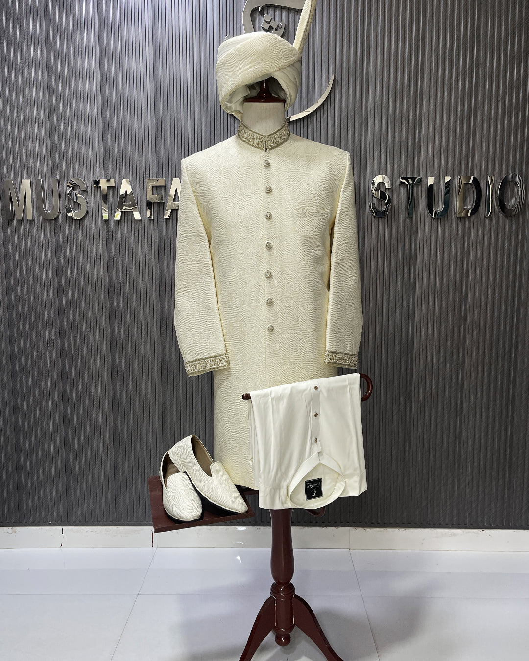 Ivory Royal Textured Sherwani