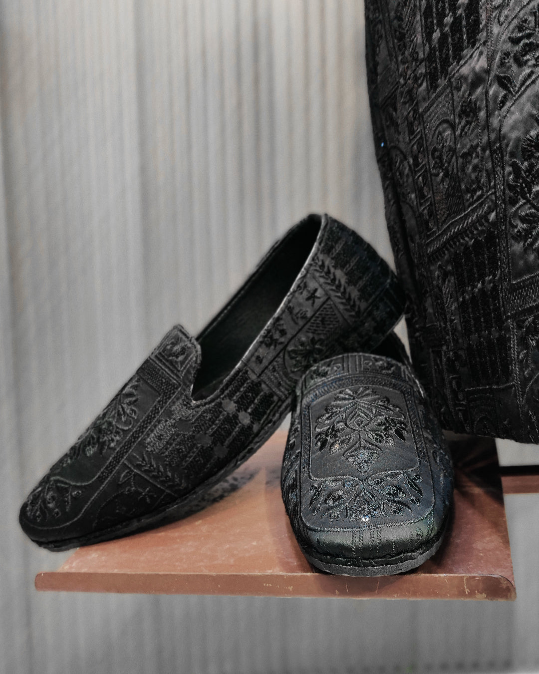 Black Heritage Embroidered Sherwani – Signature Collection