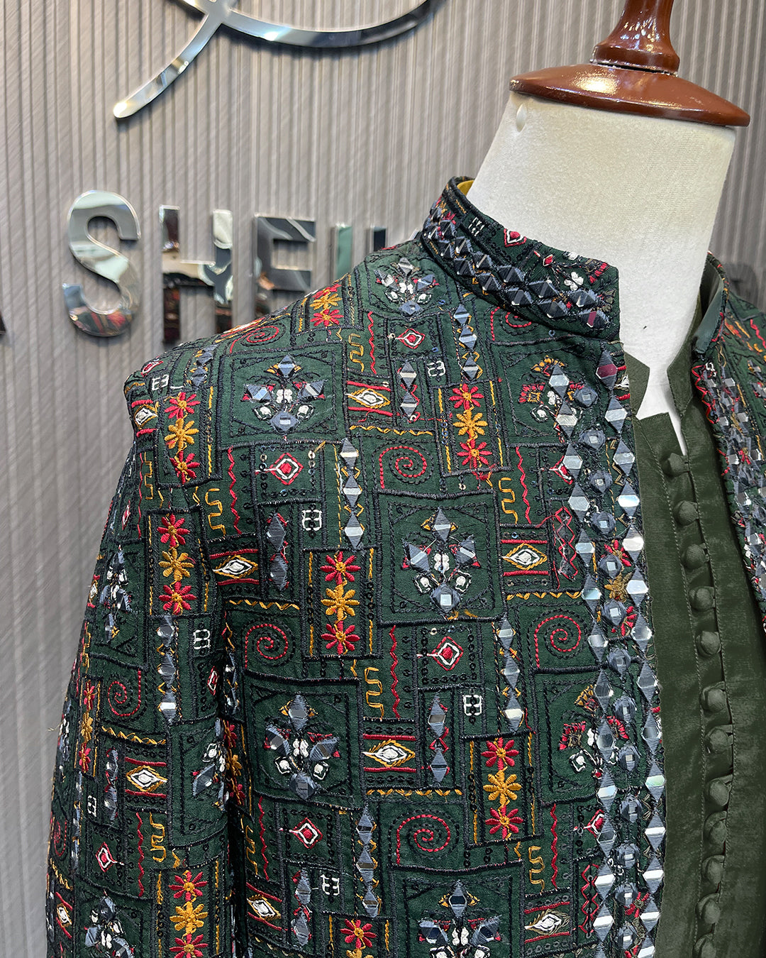 Fancy Handwork Green Prince Coat