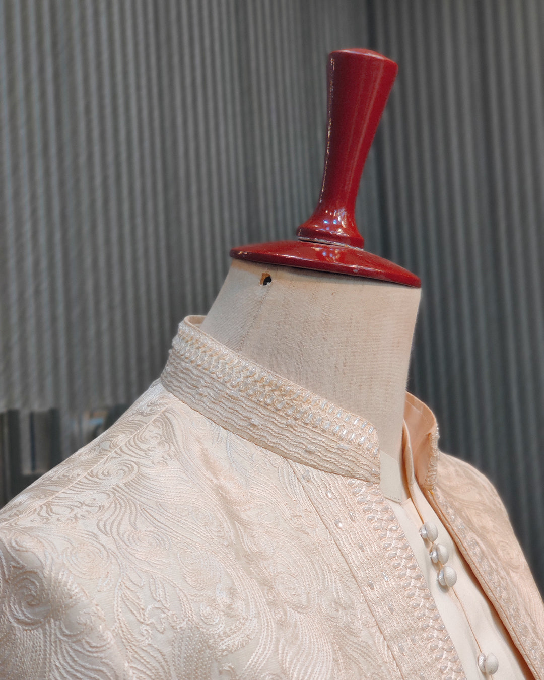Ivory Regal Embroidered Open Sherwani