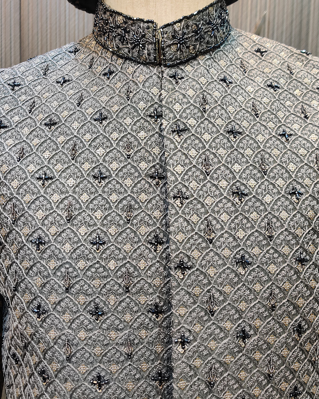 Silver Grey Handwork Sherwani
