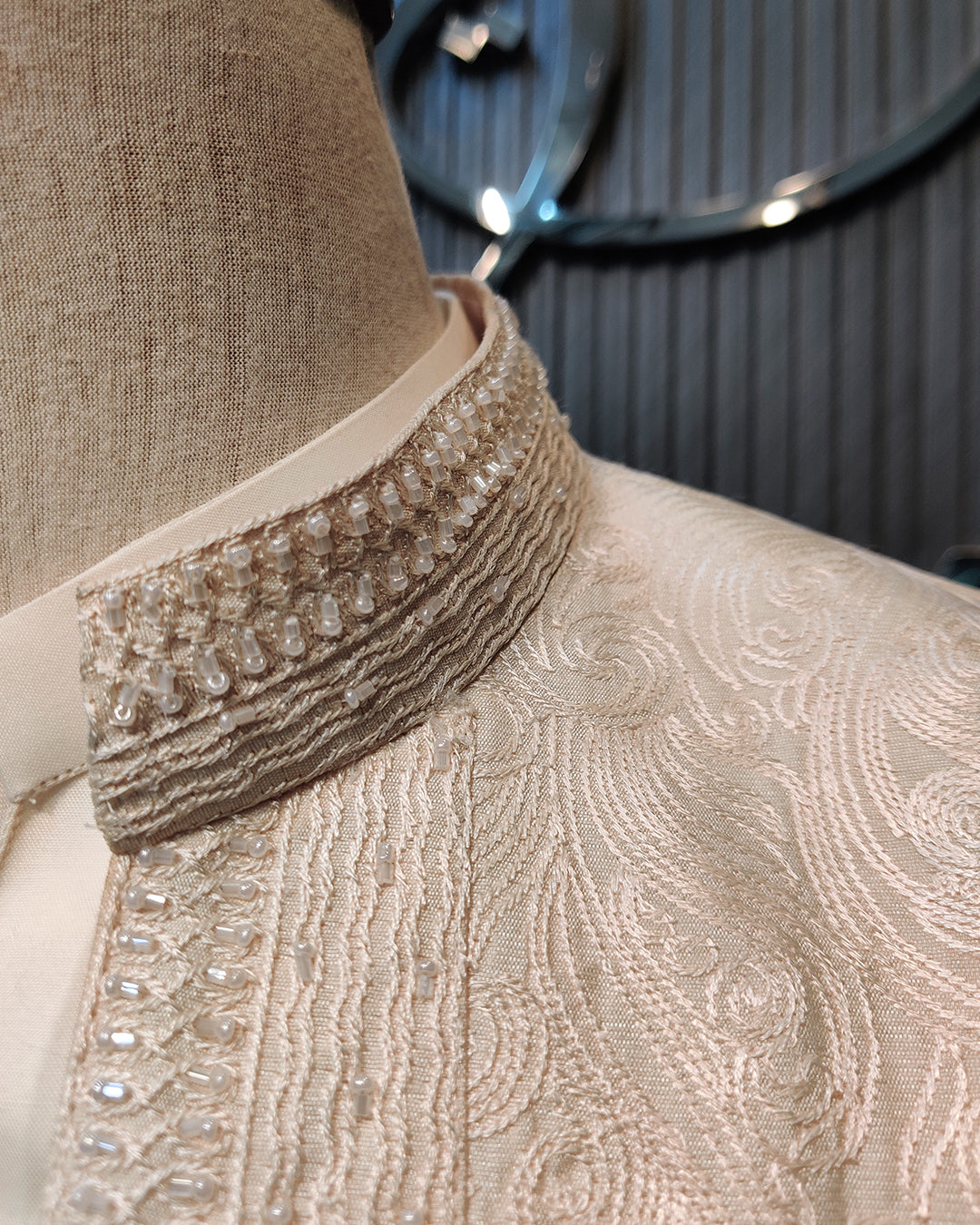 Ivory Regal Embroidered Open Sherwani