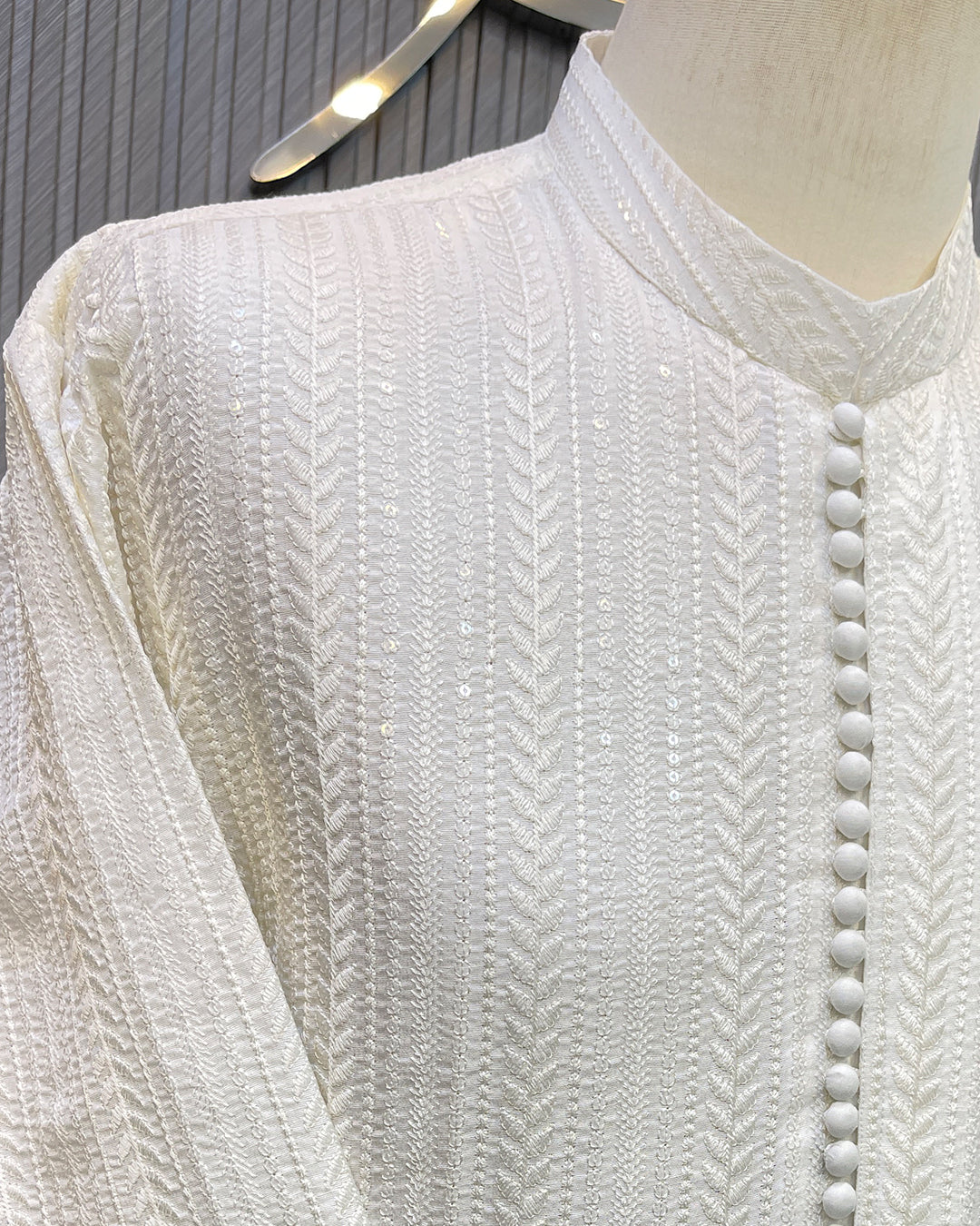 White Textured Kurta Pajama – Premium Traditional Wear