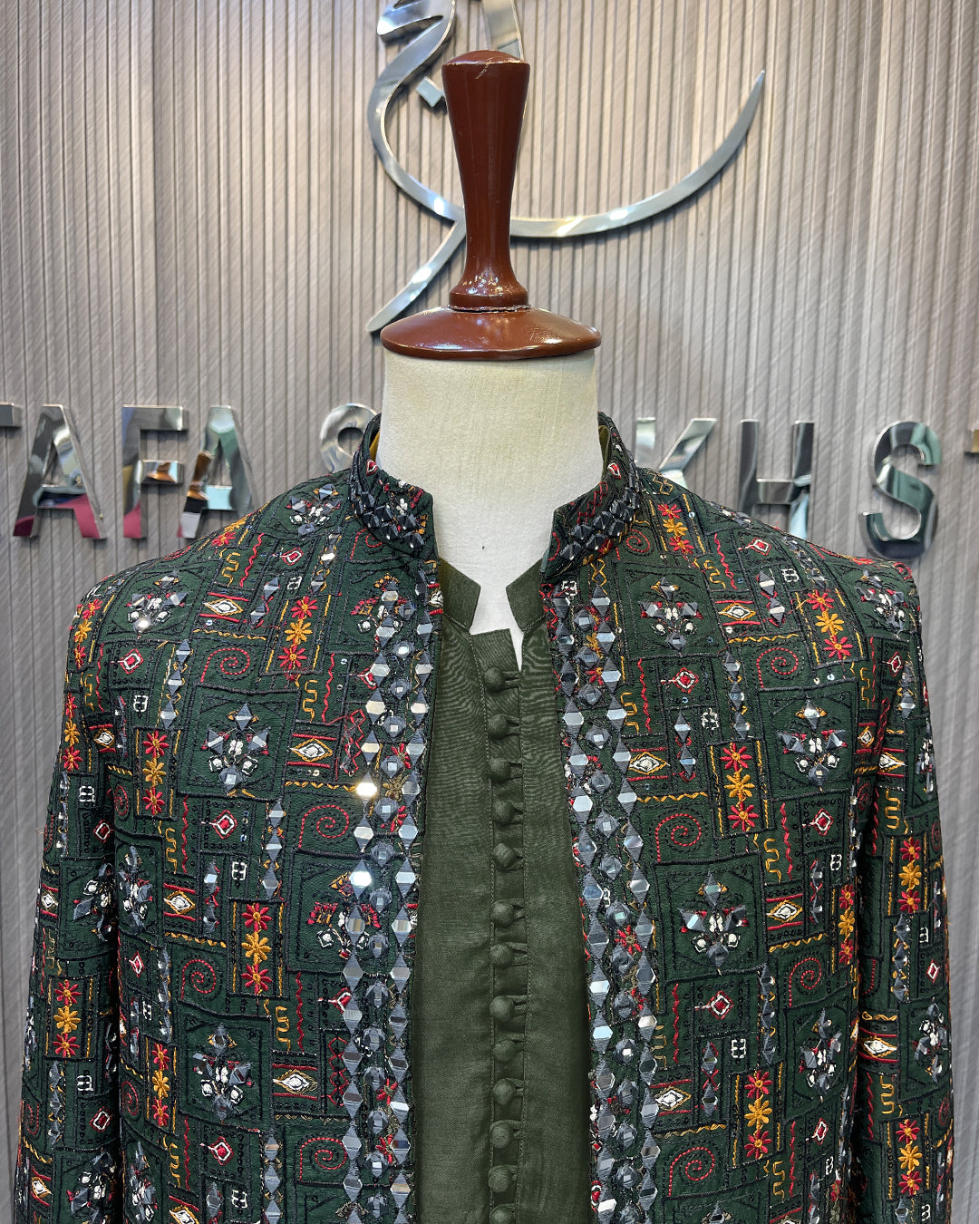 Fancy Handwork Green Prince Coat