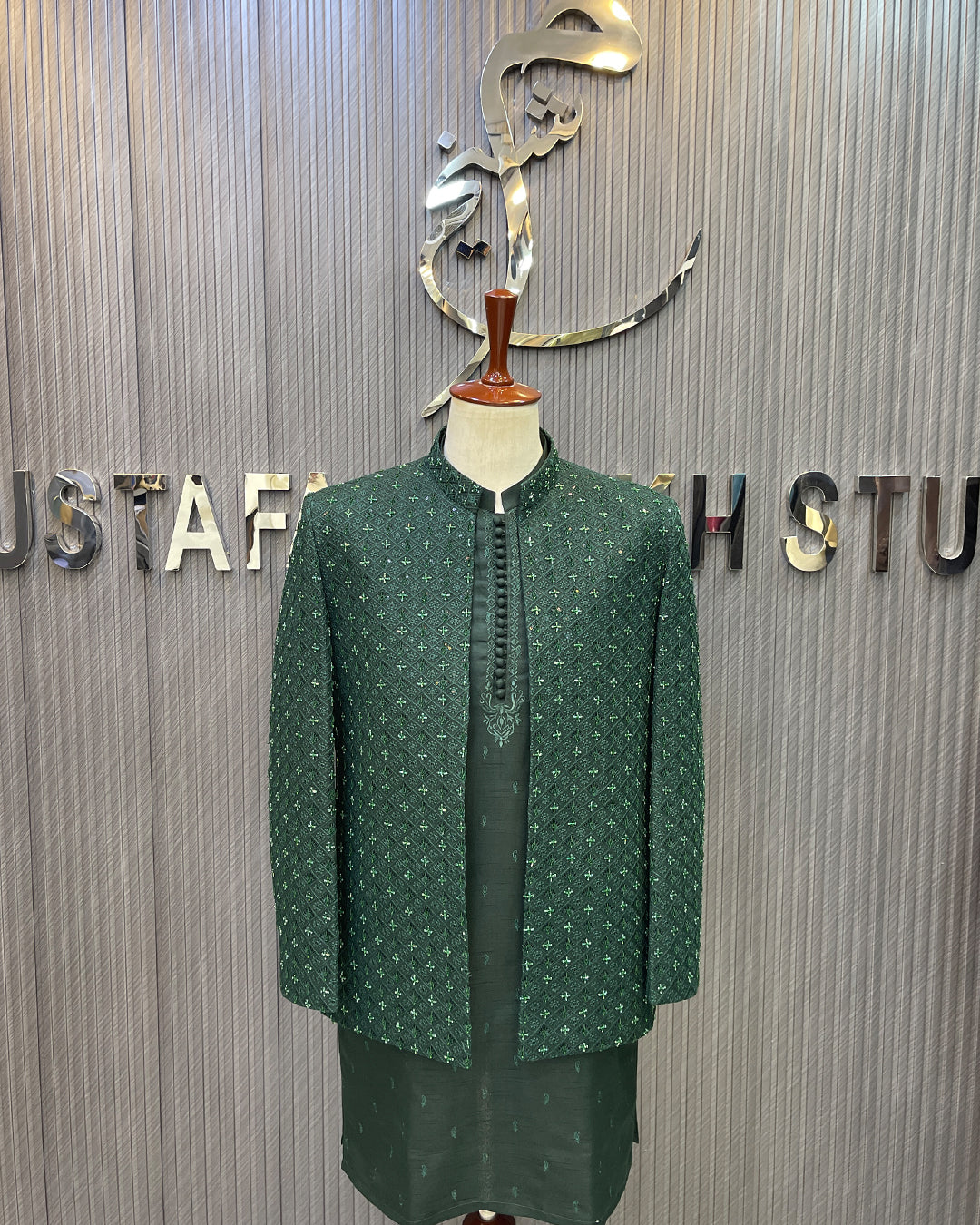 Full Green Embroidered Prince Coat – Premium Men’s Traditional Wear