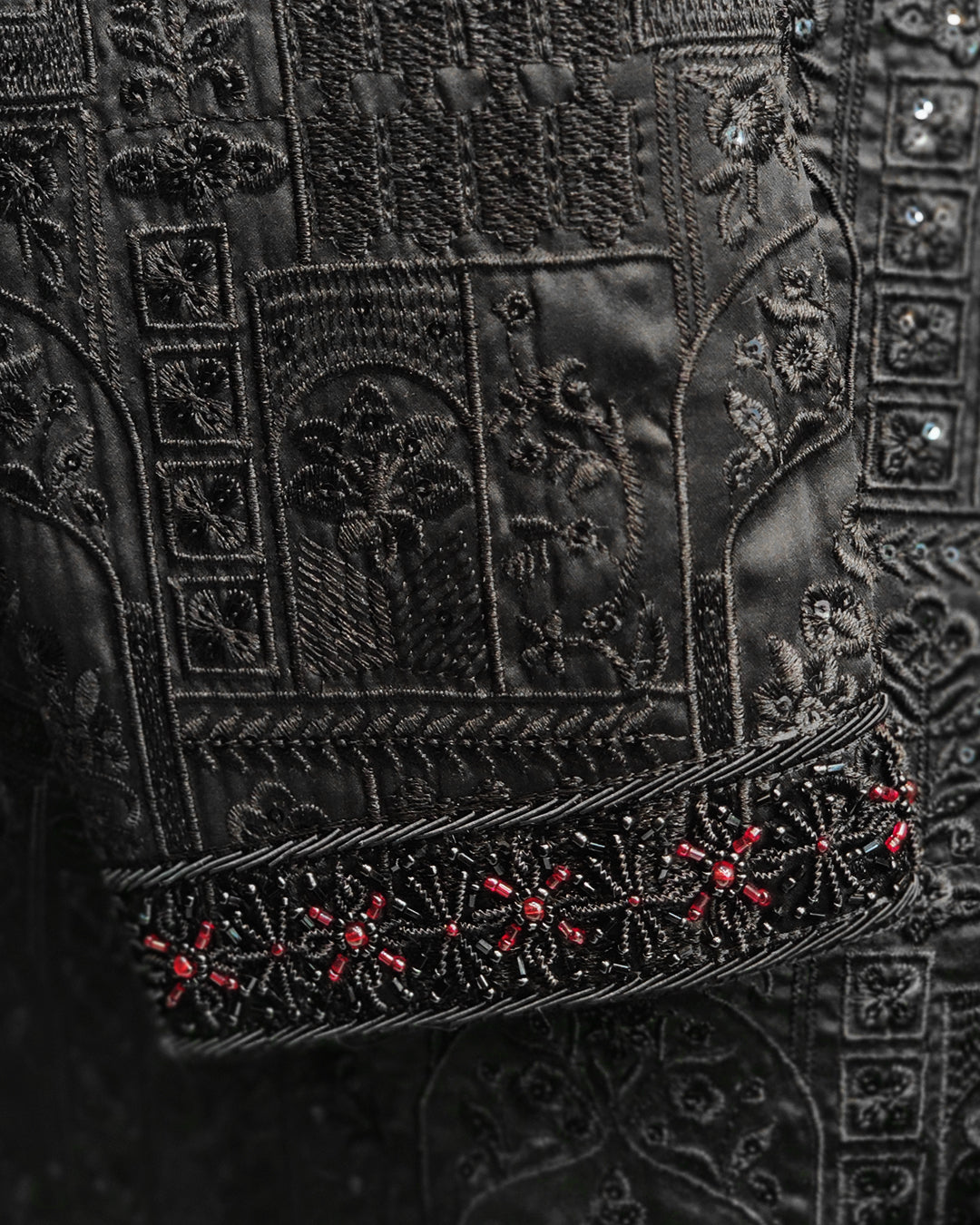 Black Heritage Embroidered Sherwani – Signature Collection