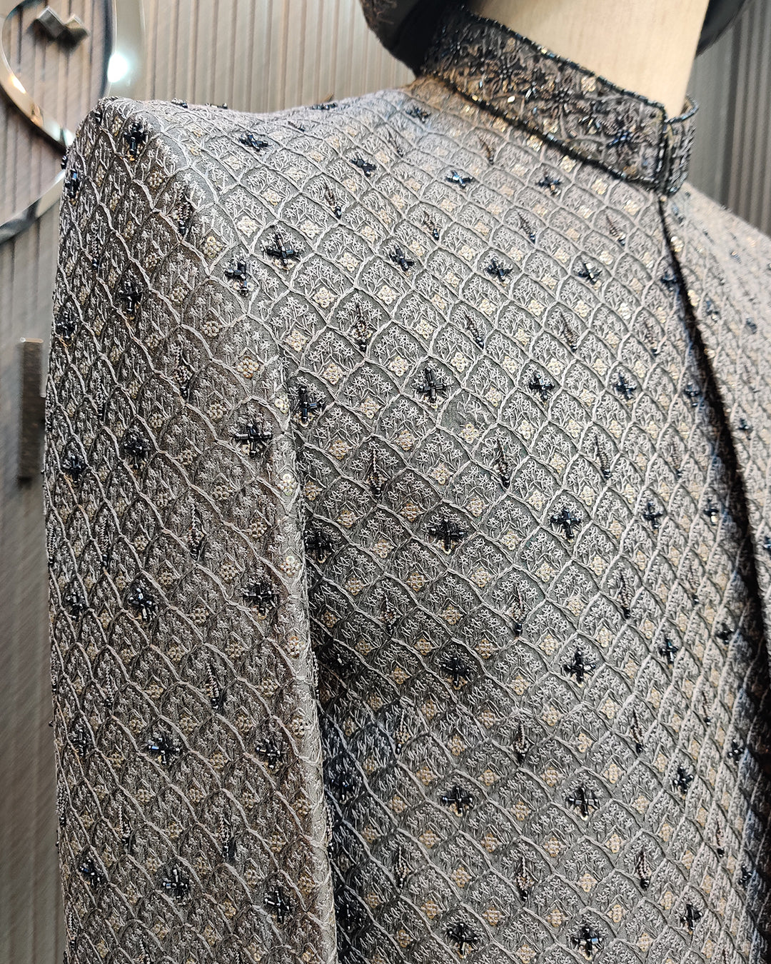 Silver Grey Handwork Sherwani