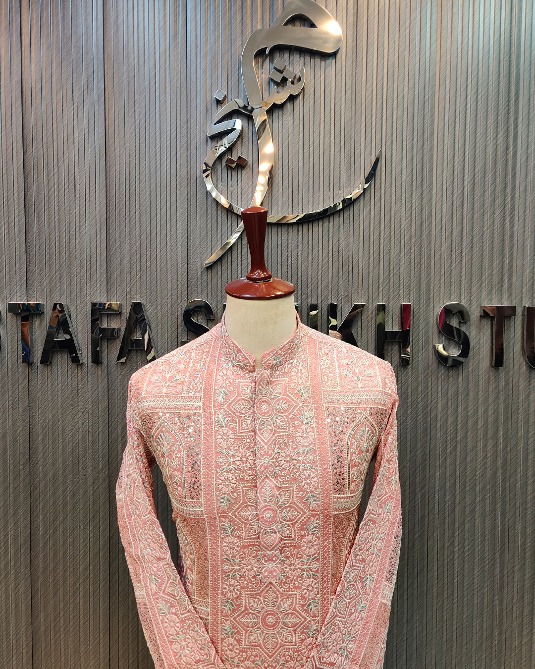 Peach Embroidered Kurta Salwar – Premium Men’s Festive Wear