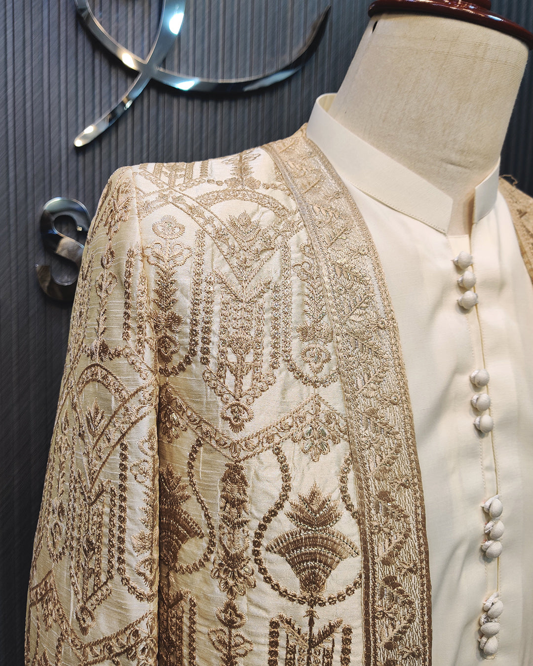 Ivory Embroidered Prince Coat