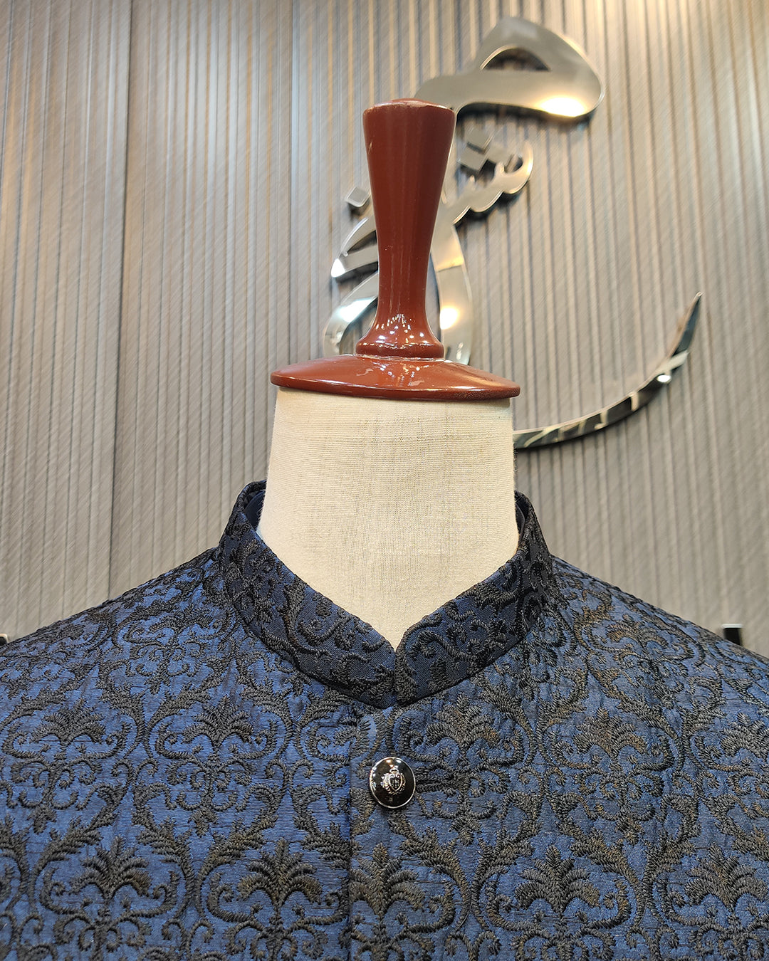 Navy Blue Embroidered Waistcoat – Premium Men’s Traditional Wear