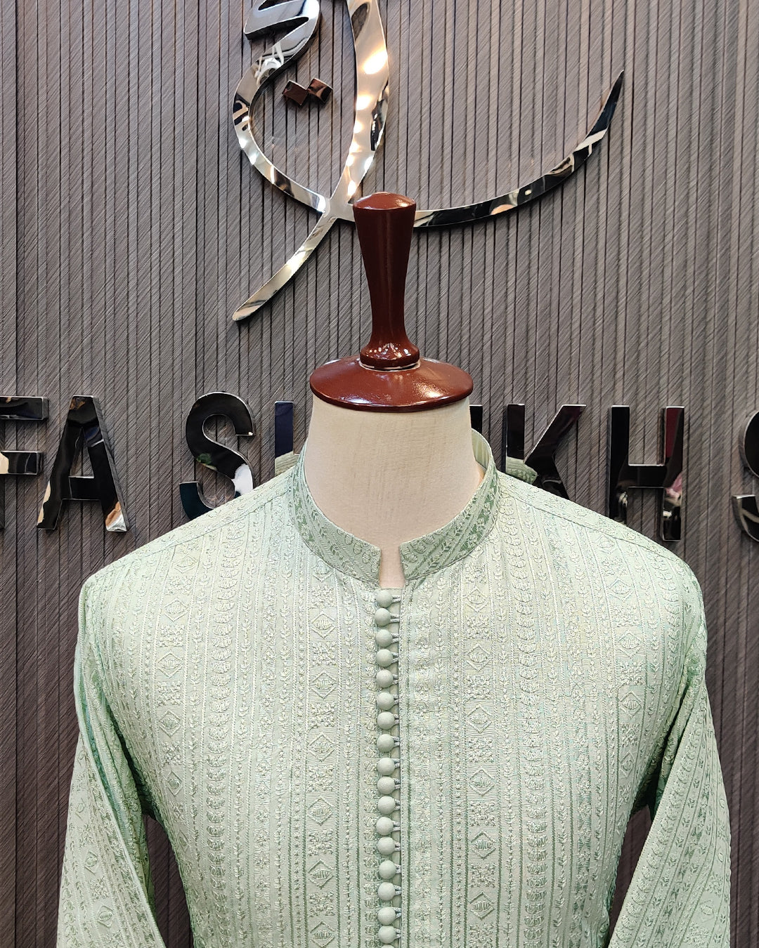 Mint Green Textured Kurta Pajama – Premium Men’s Traditional Wear