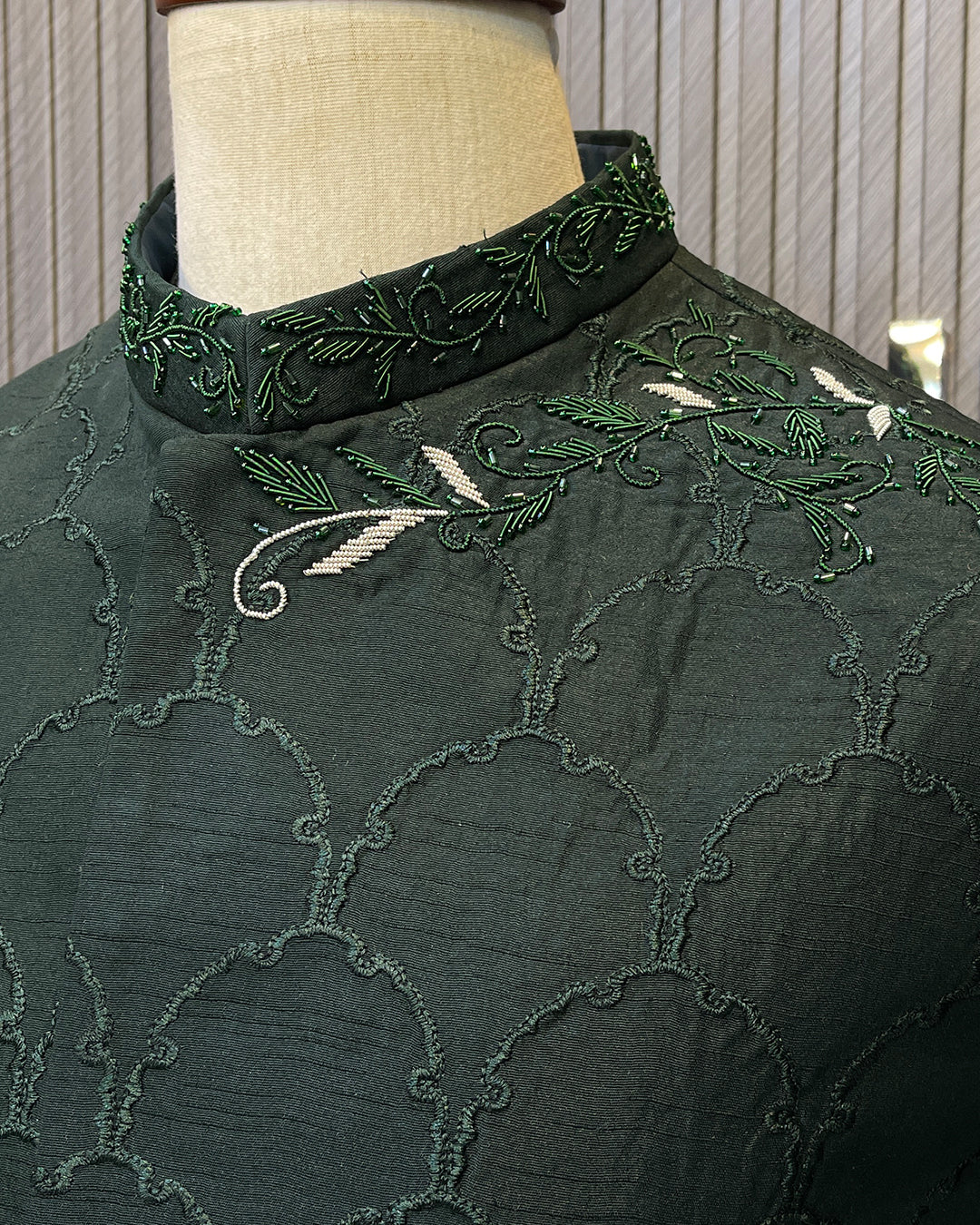 Dark Green Textured Waistcoat – Premium Men’s Traditional Wear