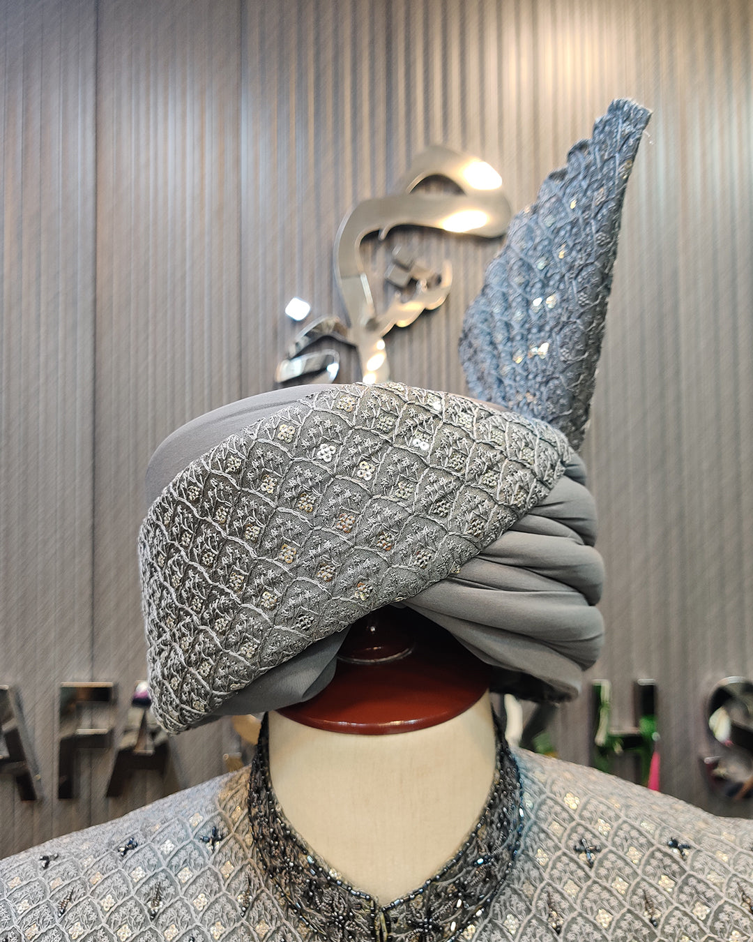 Silver Grey Handwork Sherwani