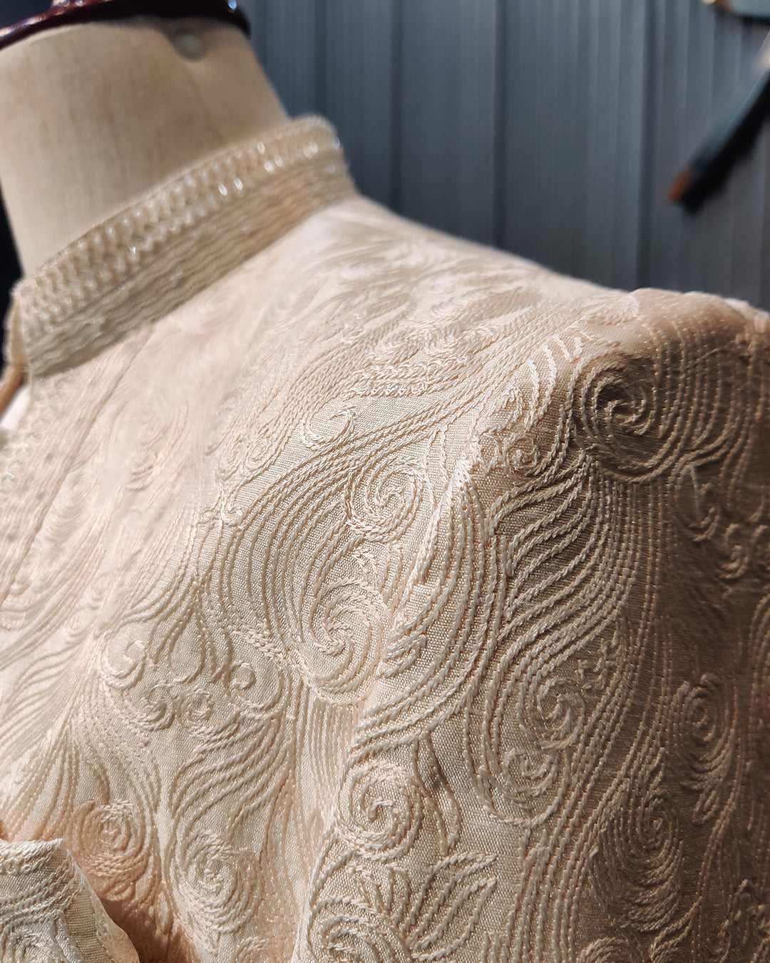 Ivory Regal Embroidered Open Sherwani