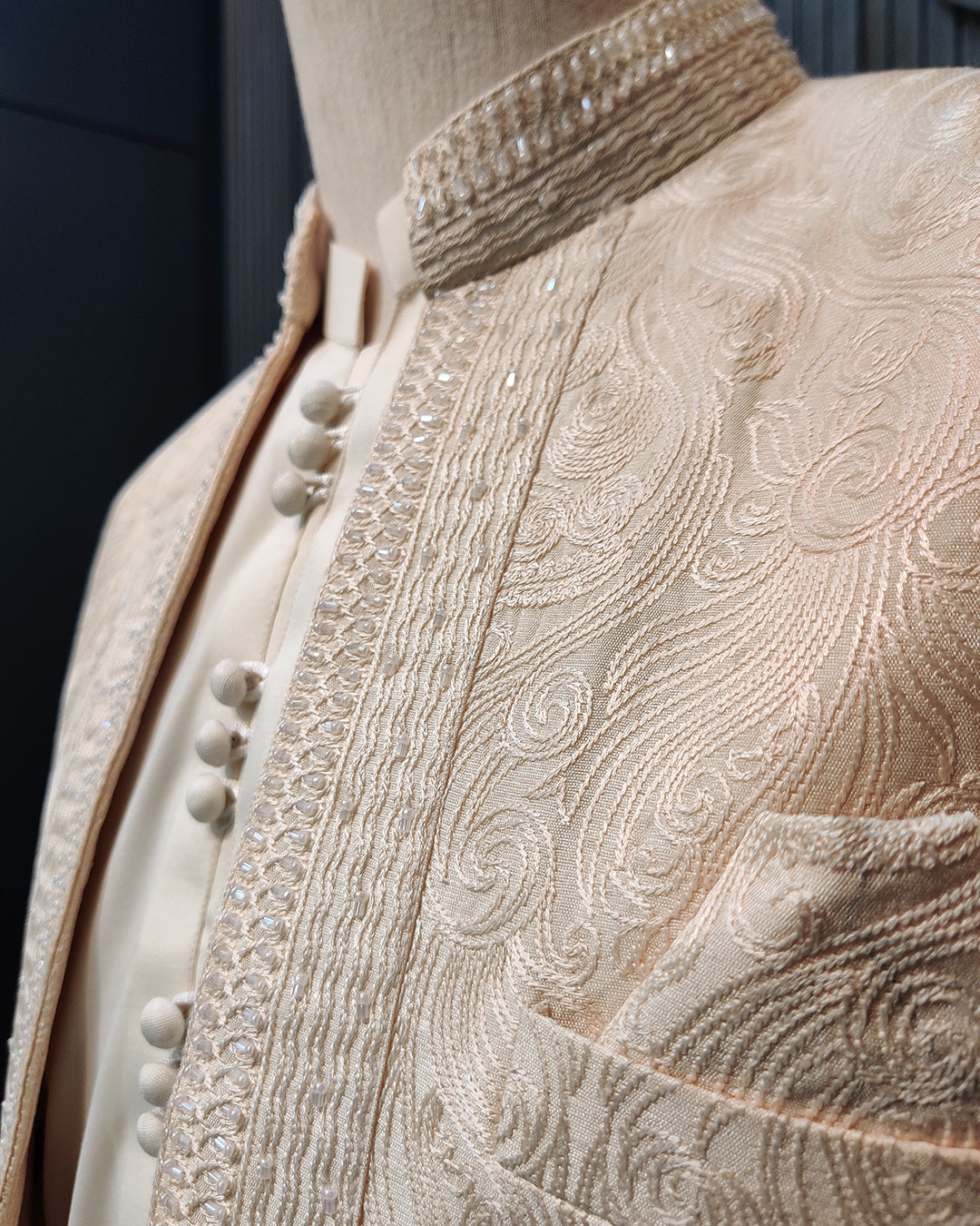 Ivory Regal Embroidered Open Sherwani