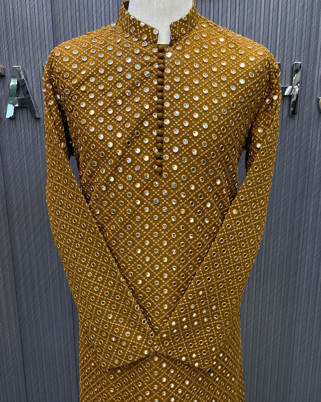Mustard Gold Embroidered Kurta Pajama – Premium Men’s Festive Wear