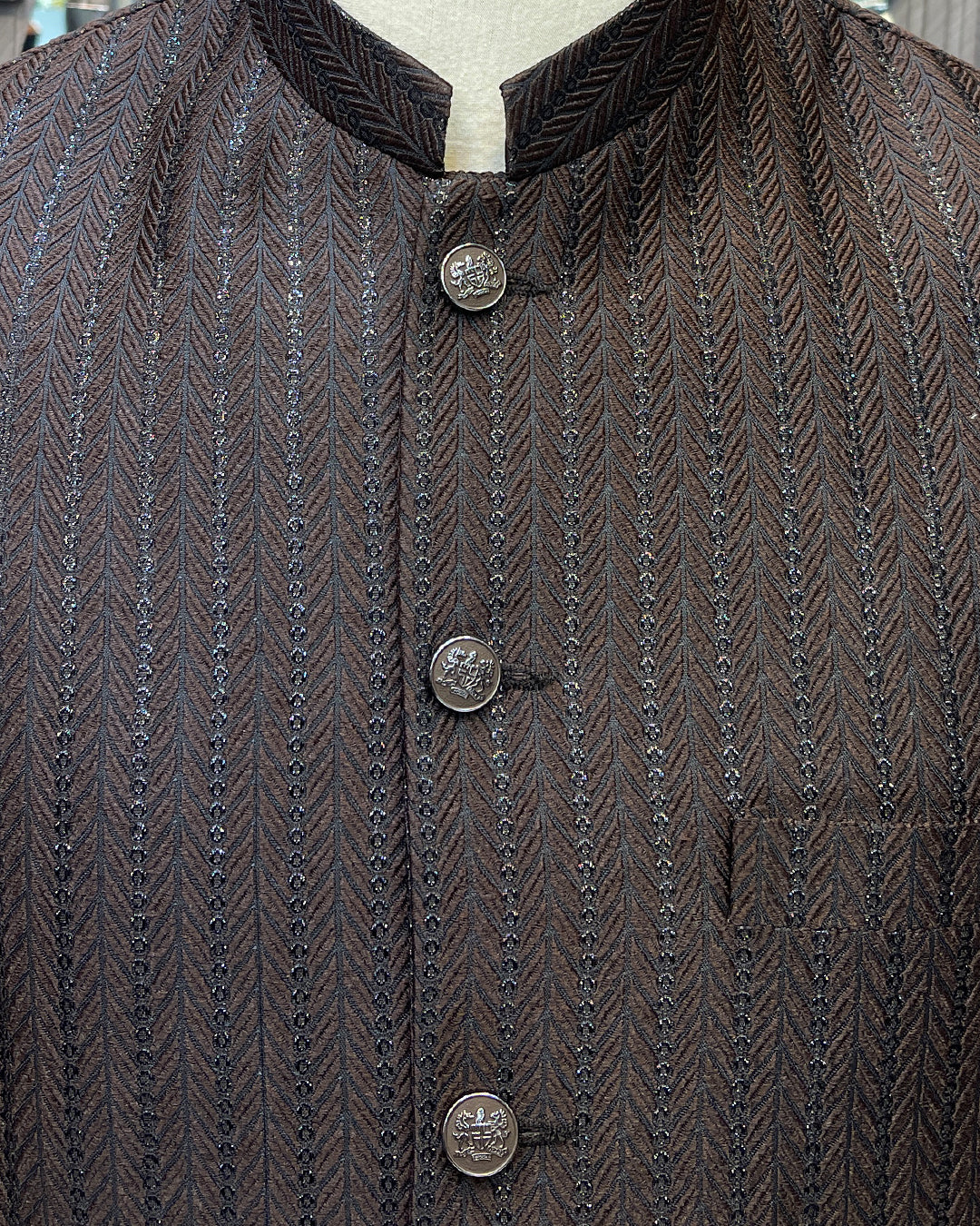 Dark Brown Handwork Waistcoat – Premium Men’s Traditional Wear