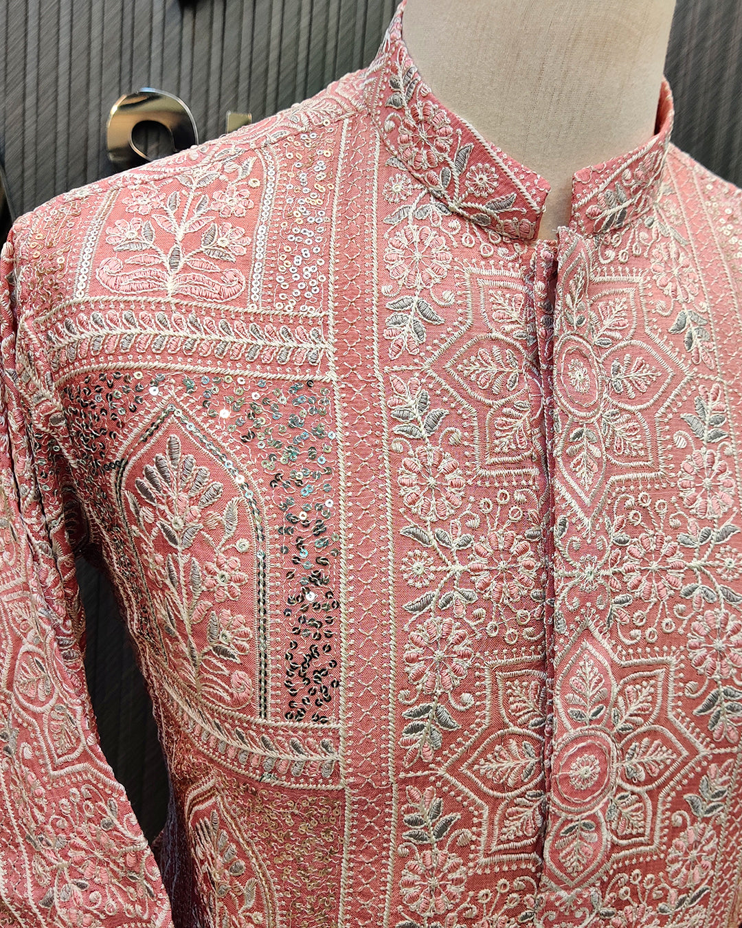 Peach Embroidered Kurta Salwar – Premium Men’s Festive Wear