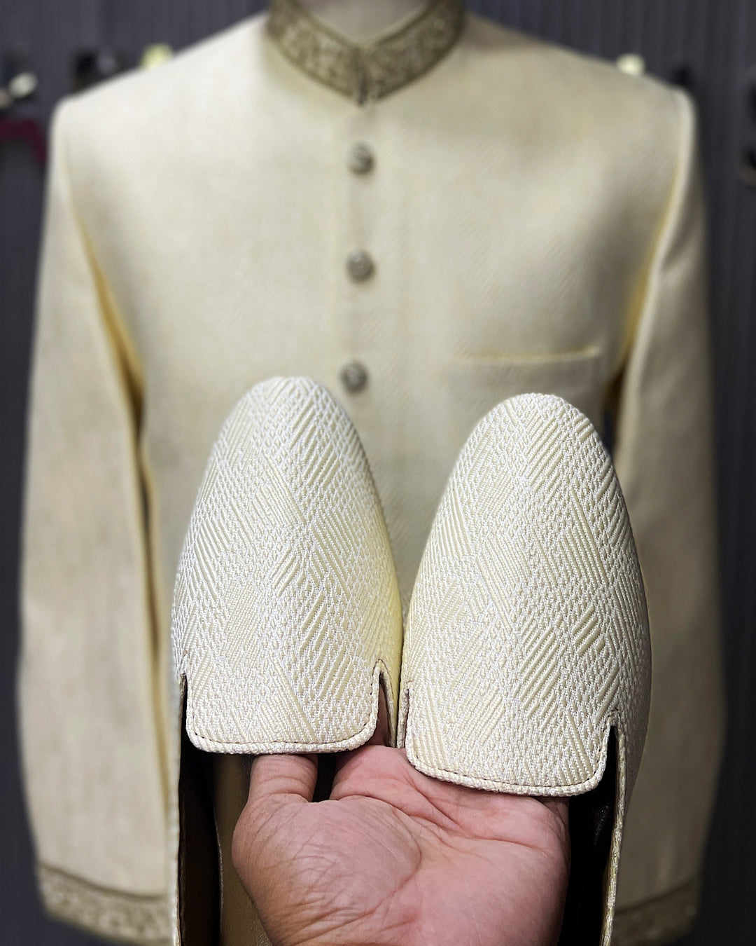 Ivory Royal Textured Sherwani