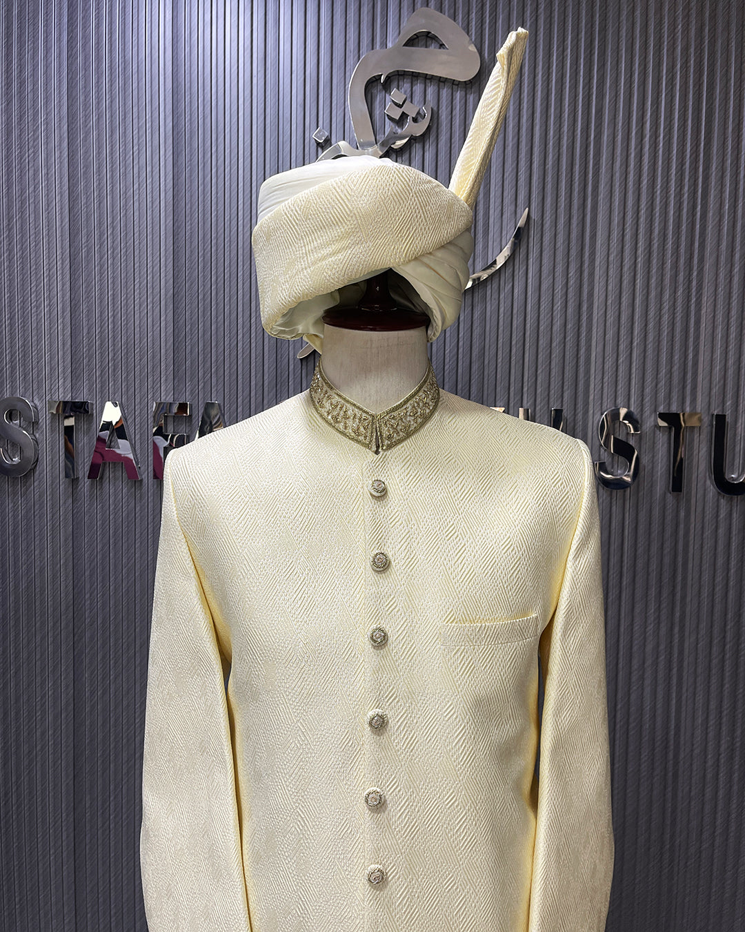 Ivory Royal Textured Sherwani