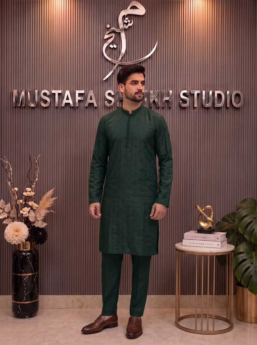 Black Textured Kurta Pajama – Premium Men’s Traditional Wear