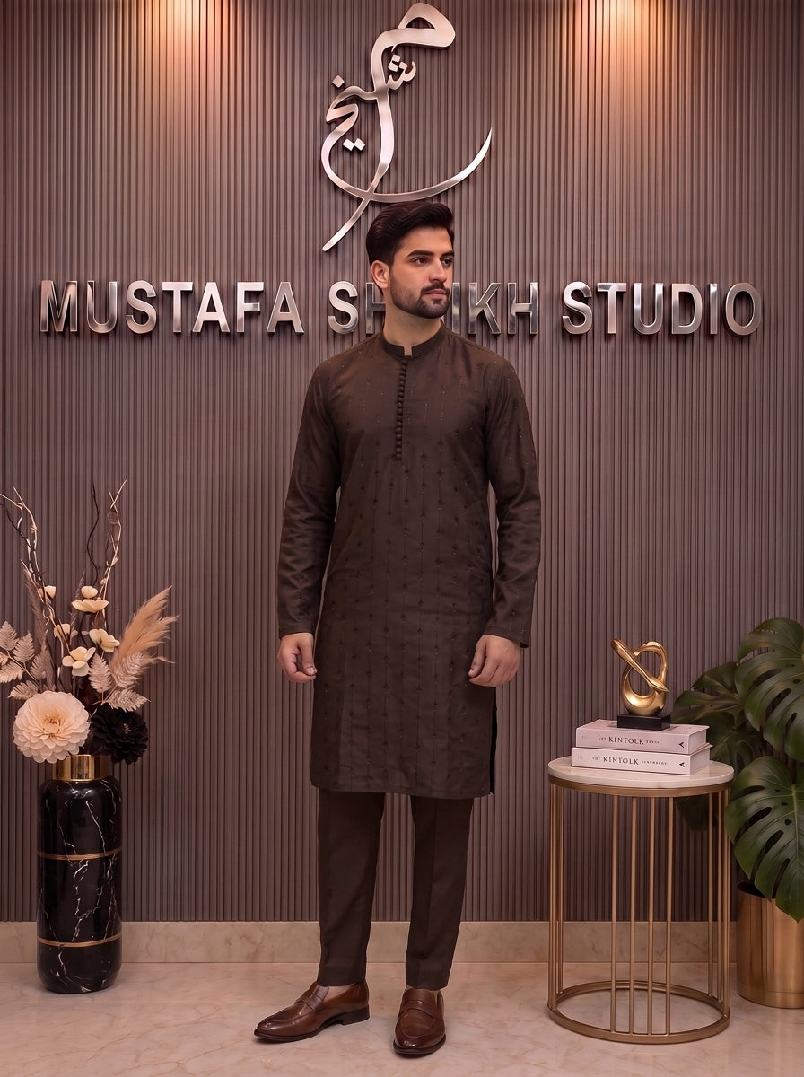 Black Textured Kurta Pajama – Premium Men’s Traditional Wear