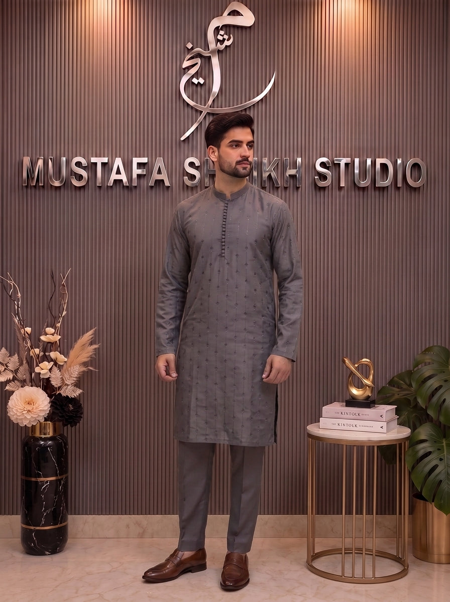 Black Textured Kurta Pajama – Premium Men’s Traditional Wear