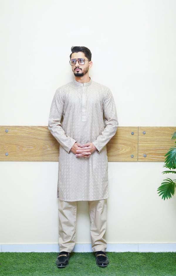 Embroidered Chiken Kari Kurta Pajama