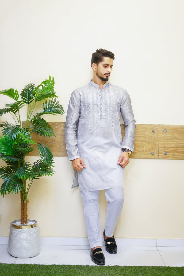 Embroidered Gala Kurta Pajama