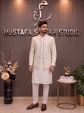 White Textured Prince Coat – Premium Men’s Traditional Wear