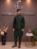 Dark Green Textured Waistcoat – Premium Men’s Traditional Wear