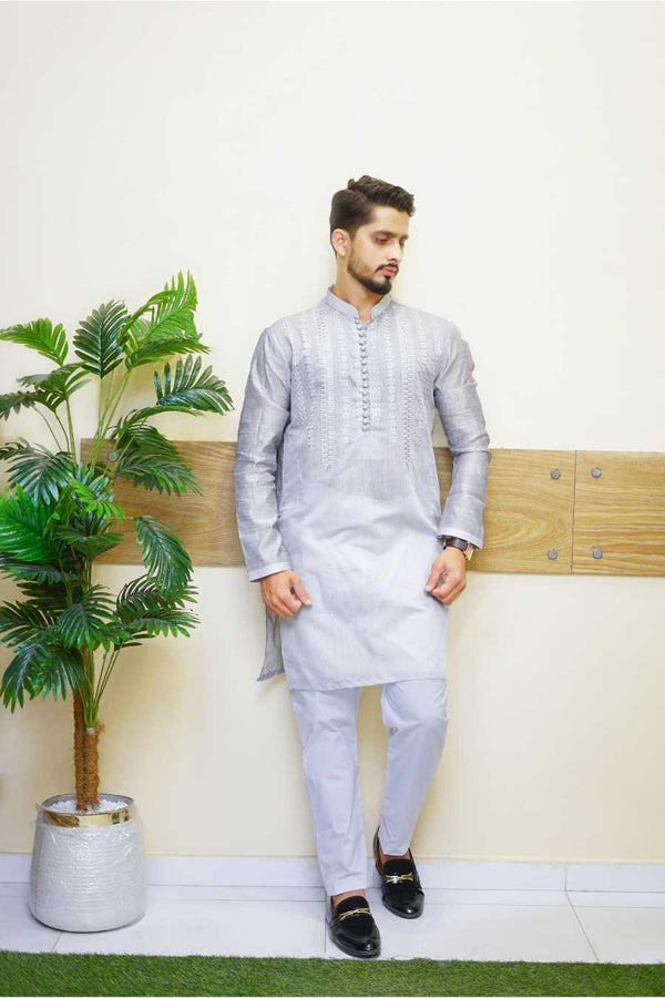 Embroidered Gala - Kurta Pajama