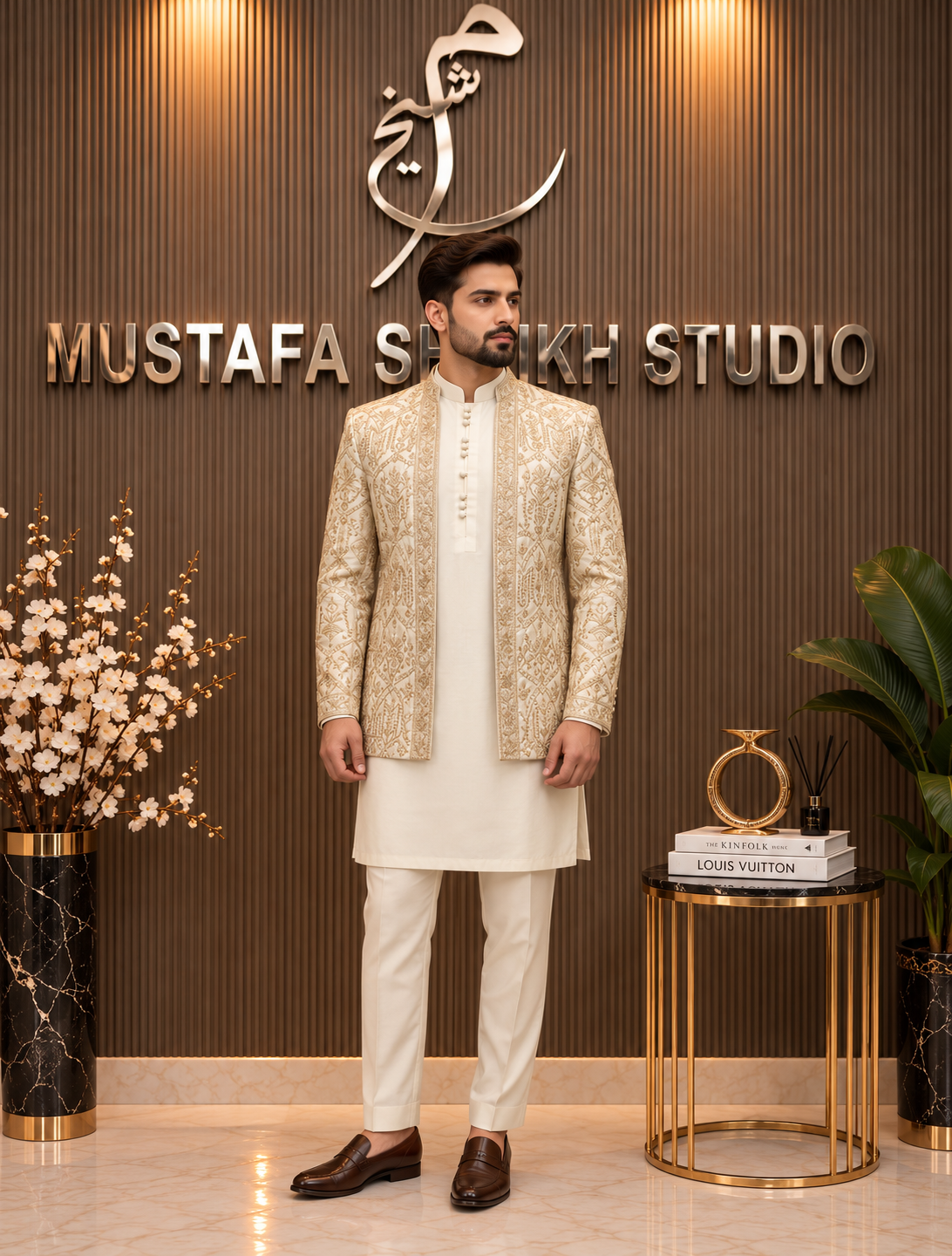 Ivory Embroidered Prince Coat