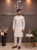 White Textured Kurta Pajama – Premium Traditional Wear