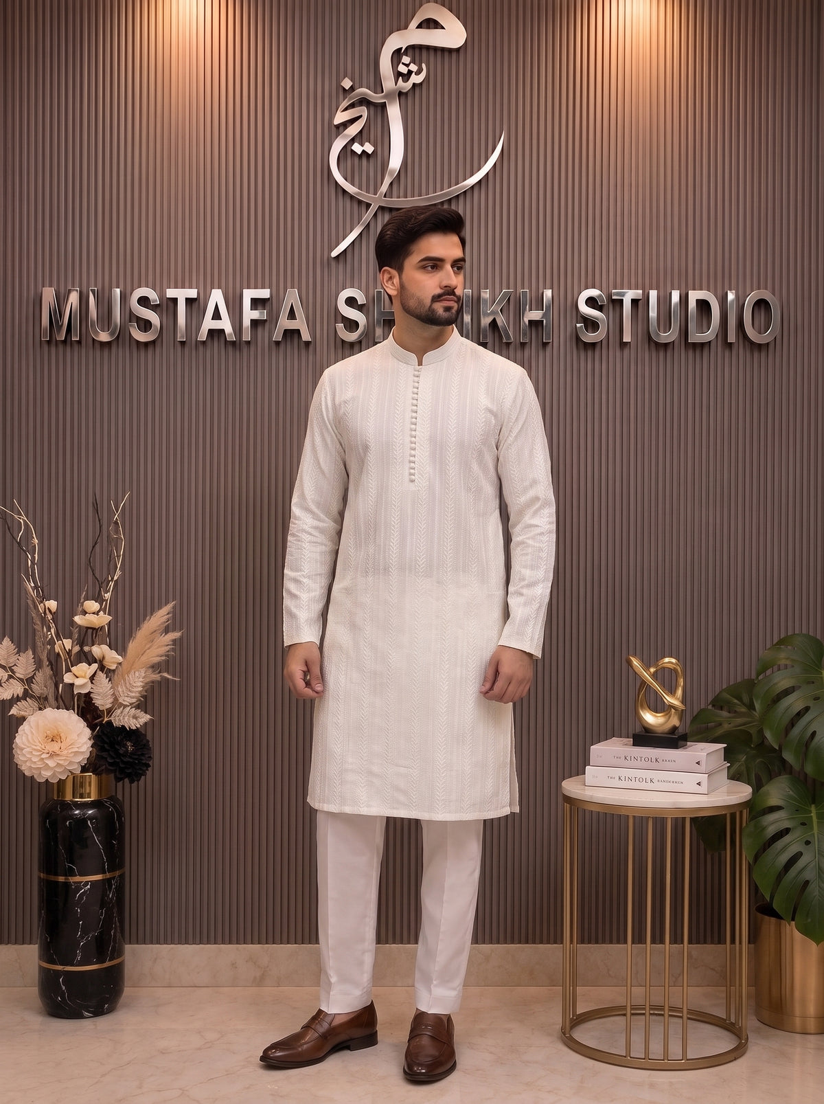 White Textured Kurta Pajama – Premium Traditional Wear