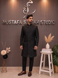 Black Textured Sherwani | Premium Men’s Formal Wear