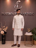 White Embroidered Waistcoat with Kurta Pajama