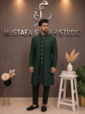 Deep Emerald Green Embroidered Sherwani