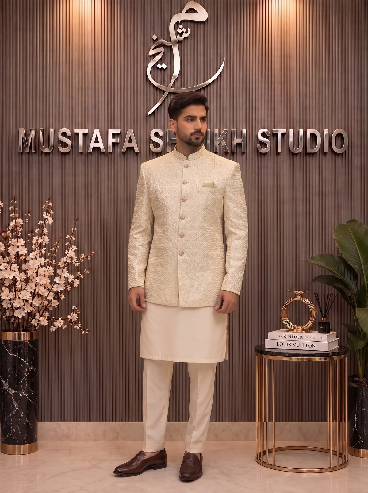 Ivory Textured Prince Coat