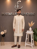 Ivory Regal Embroidered Open Sherwani