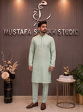 Mint Green Textured Kurta Pajama – Premium Men’s Traditional Wear