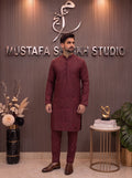 Maroon Embroidered Kurta Pajama – Premium Men’s Festive Wear